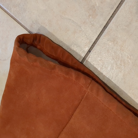 Vintage 70's Long Orange Suede & Fur Jacket Coat Size Large - Picture 7 of 12